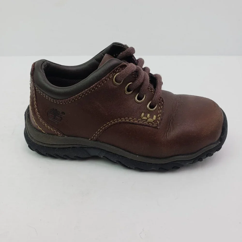 Timberland Baby Bot Size 7.5 Brown Leather Lace Up Casual Shoes 45832 0327
